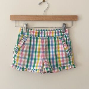 CREWCUTS EUC Colorful Preppy Gingham Elastic Waist Ruffle Shorts
